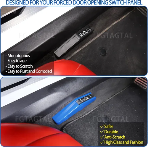 Vista 2 de Tapacubos para interruptor de apertura forzada de puerta, compatibles con Chevrolet Corvette C8 Stingray 2020-2023, accesorios adhesivos para Azul