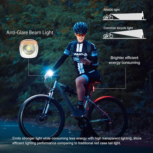 Vista 4 de OLIGHT RN 400 LED Bike 400 Lumens Faro y Seemee 30 C 30 Lm Juego de luces traseras de bicicleta recargable tipo C, impermeable, fácil de instalar