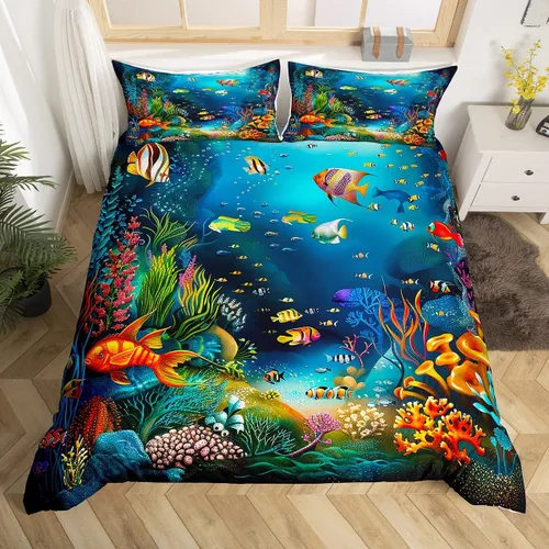 Vista 18 de Feelyou Juego de ropa de cama con patrón de sushi, funda de edredón de estilo japonés para niños, niñas, adolescentes, funda de edredón con temática