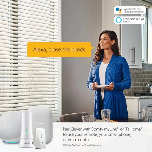 Vista 5 de Somfy Clever - Kit de motor de persiana inclinable, se adapta a tus persianas horizontales existentes de 2 pulgadas, persianas inteligentes