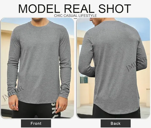 Vista 4 de JMIERR Mens 3 Pack Cotton Hipster Hip Hop Longline Crewneck T-Shirt