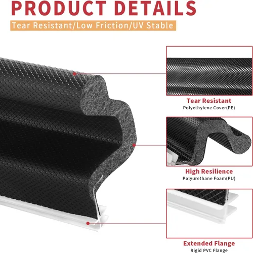 Vista 5 de Tira de sellado de puerta de alcance de 19.7 pies de largo, burlete de repuesto en forma de V para aislamiento de marco de puerta, fácil de cortar a