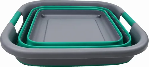Vista 2 de SAMMART Cesta plegable de plástico para la ropa sucia con ruedas, 39 litros (10.3 galones), contenedor plegable para lavandería, campamento y hogar