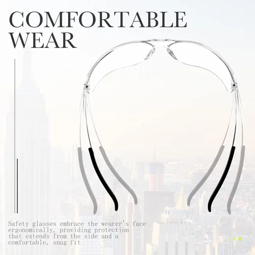 Vista 4 de Queekay 50 lentes de seguridad contra impactos UV y arañazos, protección ocular a granel para hombres, laboratorio, ciencias de la construcción