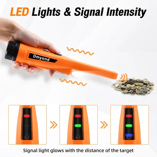 Vista 4 de Dmyond Detector de Metales Pinpointer y Accesorios - Varilla Puntera de Mano Impermeable Completa IP68 con 3 Modos - Incluye Tamiz para Arena