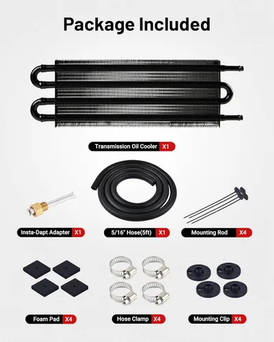 Vista 4 de EVIL ENERGY Refrigerador de aceite de transmisión de 5/16", kit enfriador de tubos y aletas de 4 pasos, universal de aluminio negro