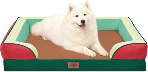 Vista 152 de Comfort Expression Cama ortopédica para perros extra grandes de 45 x 35 pulgadas, cama para mascotas XL de espuma tipo caja de huevos impermeable