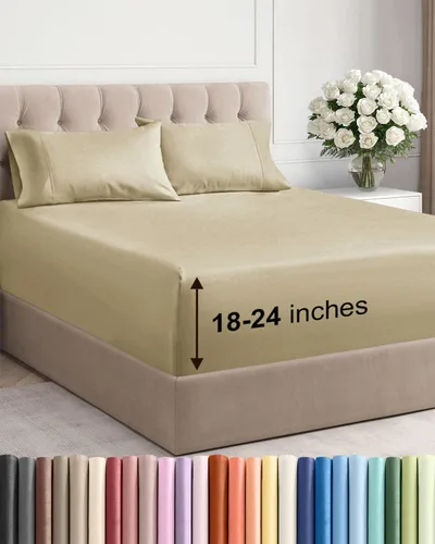 Vista 124 de Juego de sábanas de tamaño king, transpirables, refrescantes, con esquinas extraprofundas de 18-24 pulgadas, de ajuste fácil y seguro, suaves, sin