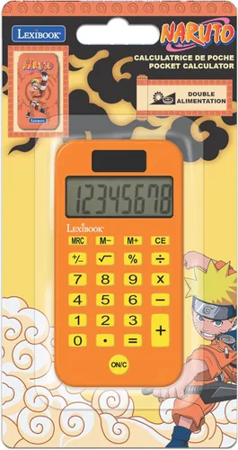 Vista 5 de Lexibook, Naruto, Calculadora de bolsillo con cubierta de protección, funciones de calculadora convencionales y avanzadas, batería y energía solar