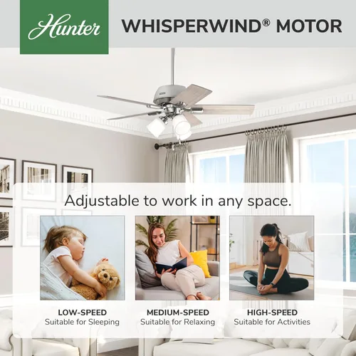 Vista 2 de Hunter Fan Company 51789 Crystal Peak - Ventilador de techo, níquel cepillado