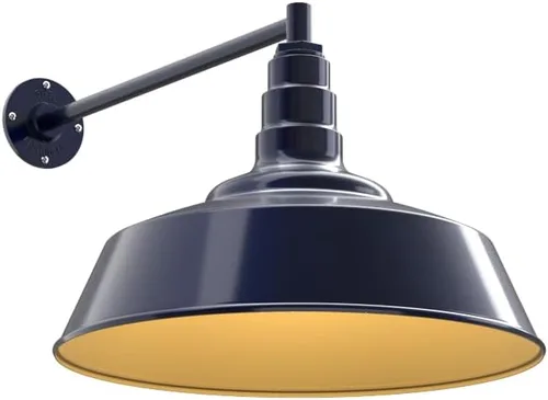 Vista 23 de Steel Lighting Co. Redondo - Luz de granero Montaje en pared al aire libre Cúpula de 20 pulgadas Cuello de cisne de 16 pulgadas Luz grande