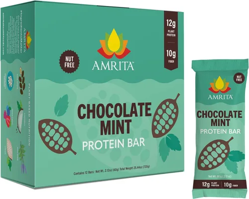 Vista 24 de Amrita Barras de coco con chispas de chocolate, veganas, sin gluten, con alto contenido de proteínas a base de plantas, alto contenido de fibra, sin