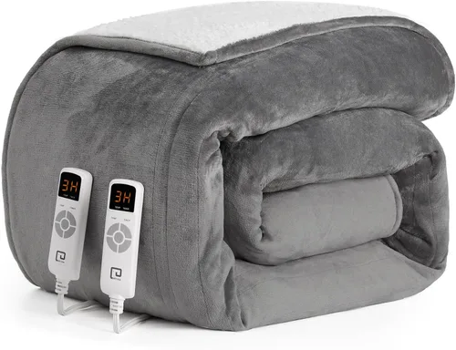 Vista 35 de EHEYCIGA Manta térmica tamaño King: 9 niveles de calefacción, apagado automático de 10 horas, sherpa suave y acogedora, doble control, 90 x 100