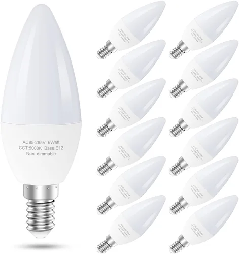 Vista 11 de GOSCHE - Paquete de 6 bombillas LED E12 para ventilador de techo, bombillas LED de candelabro equivalentes a 60 vatios, bombilla tipo B