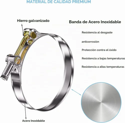 Vista 3 de Paquete de 10 abrazaderas de manguera con perno en T de 36-40 mm para manguera de 1-3/16" de ID, abrazadera de manguera resistente de acero