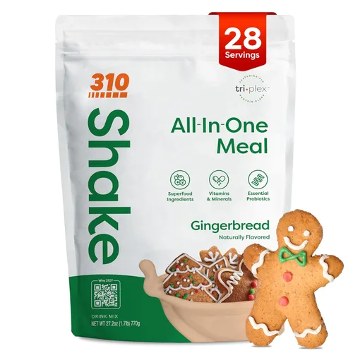 310 Nutrition Batido de reemplazo de comidas todo en uno, proteína en polvo a base de plantas con alto contenido de fibra, probióticos, enzimas