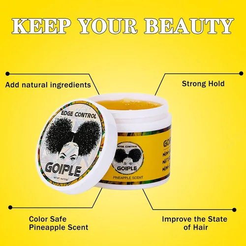 Vista 2 de Goiple Cera de control de bordes para mujer, agarre fuerte, no grasa, gel de peinado de cera de borde de 4 onzas para mujeres negras, sin