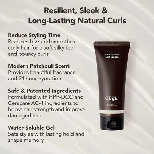 Vista 4 de OBgE Crema para rizos de textura múltiple (5.1 fl oz), crema para peinar el cabello para rizos de aspecto natural, control de encrespamiento