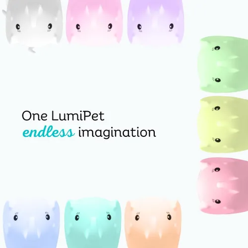 Vista 7 de LumiPets Eggbert the Elephant - Luz nocturna blanda para niños Luz nocturna de silicona con toque, control remoto Luz recargable de animales que
