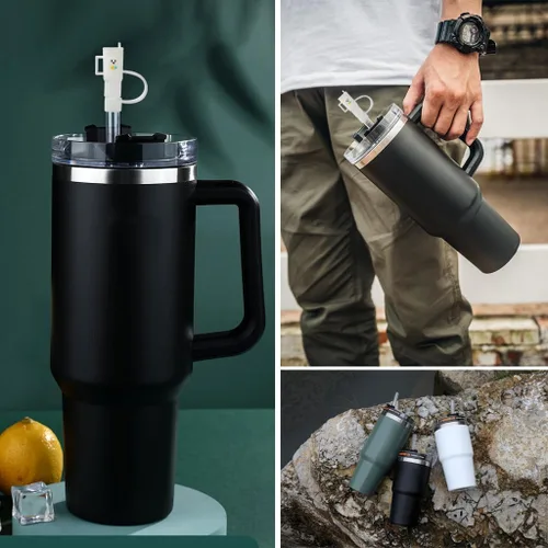 Vista 6 de ALINK Paquete de 4 popotes de repuesto y cubiertas para popotes Stanley de 40 onzas y 30 onzas, 12 pulgadas de plástico reutilizable transparente