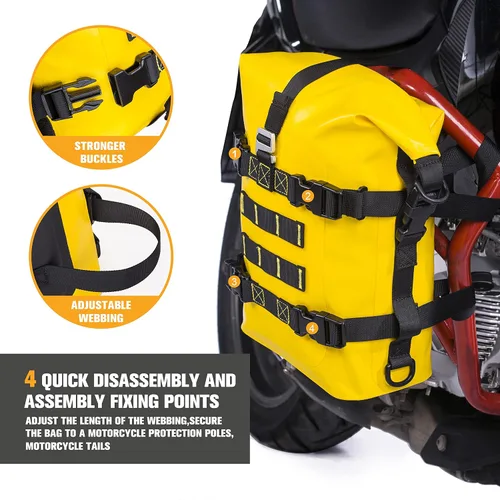 Vista 6 de WILD HEART Bolsa seca impermeable para motocicleta, bolsa de barra de choque, bolsa de motocicleta utilizada como equipaje de motocicleta, barra