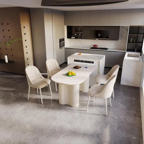 Vista 8 de Mesa de comedor de 55.11 pulgadas para 4-6 personas, mesa de comedor rectangular, mesas de comedor modernas para cocina, sala de estar, mesas