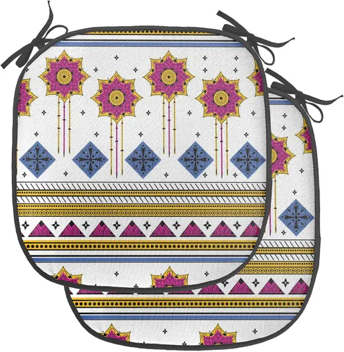 Vista 131 de Ambesonne Grunge Chair Seating Cushion, Retro Striped Background Pineapple Vintage Hippie Graphic, Anti-Slip Seat Padding for Kitchen & Patio