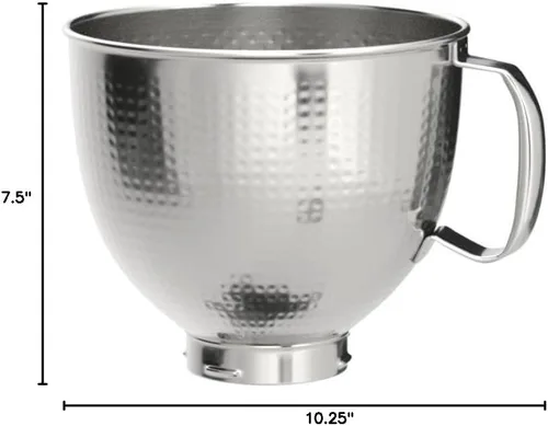 Vista 4 de Tazón de acero inoxidable KitchenAid de 5 cuartos para todas las batidoras de pie de cabeza inclinada de 4.5-5 cuartos KSM5SSBHM, acero inoxidable