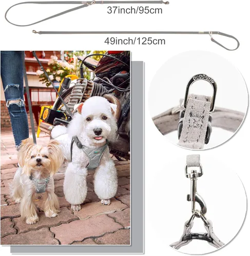 Vista 40 de Arnés sin tirones para perro, con correa multifunción, pechera suave y ajustable para mascota, no ahorca, chaleco a prueba de escape para perros