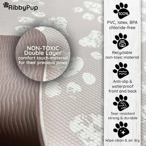 Vista 2 de Tapete impermeable para mascotas, mantel individual para el suelo de comida y agua para perros y gatos, sin PVC, ecológico, impermeable