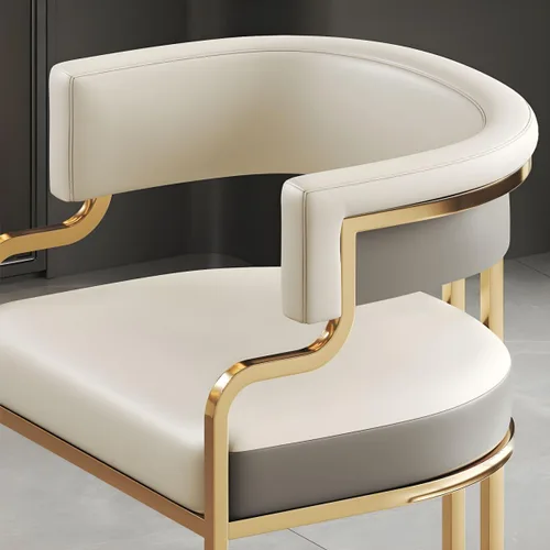 Vista 7 de Sillas de comedor de cocina para interiores, silla lateral tapizada para el hogar, silla con brazo de respaldo bajo, silla de comedor con piel