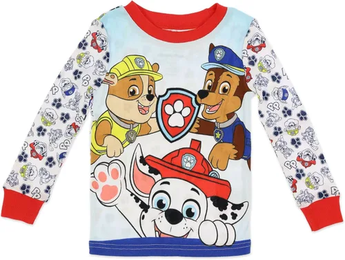 Vista 2 de Paw Patrol Conjunto de pijama para niños, pijama de algodón de 2 piezas con pantuflas