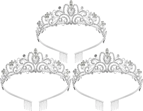 Vista 49 de Corona de princesa para mujer, tiaras de reina de cristal para niñas, accesorios para el cabello de novia, regalos para cumpleaños, boda