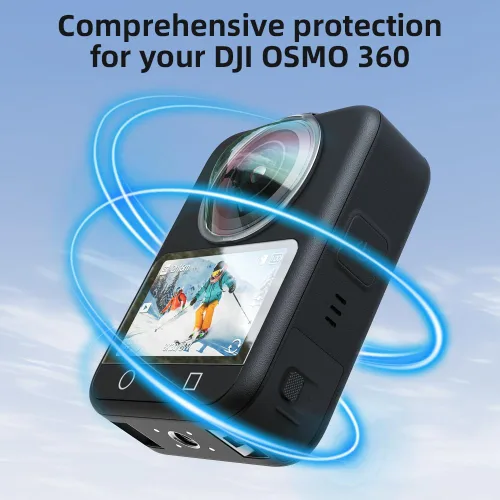 Vista 5 de 2 protectores de pantalla + protectores de lente de PC para DJI OSMO 360, cubierta de pantalla de vidrio templado Ultra HD 9H película protectora