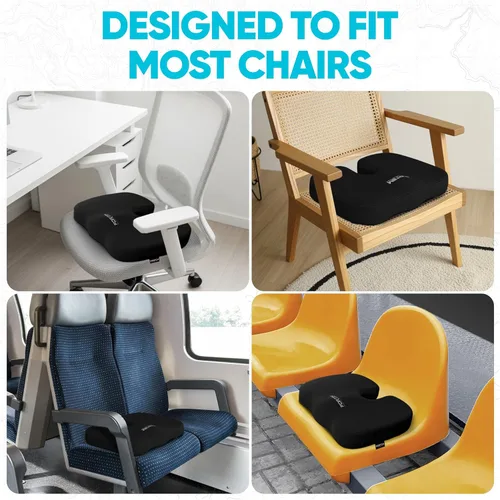 Vista 9 de FORTEM - Almohadón ortopédico de espuma viscoelástica de calidad premium – Brinda alivio al dolor de coxis y ciática – Mejora la postura – Parte