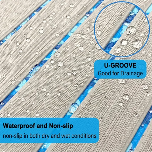 Vista 3 de HZshark Piso de lancha de espuma EVA autoadhesiva de 6mm antideslizante, alfombra marina de teca para lancha, almohadilla de cubierta de espuma