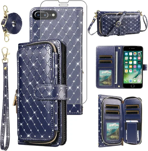 Vista 51 de Funda para teléfono iPhone 6 6S con cremallera y protector de pantalla con protector de pantalla, correa de cordón cruzado, ranura para iPhone 6 Six