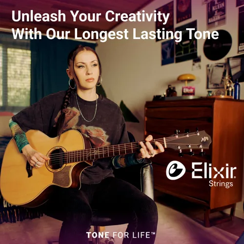 Vista 6 de Elixir, cuerdas de bronce para guitarra acústica 80/20 con recubrimiento Polyweb, extralivianas (.010-.047)