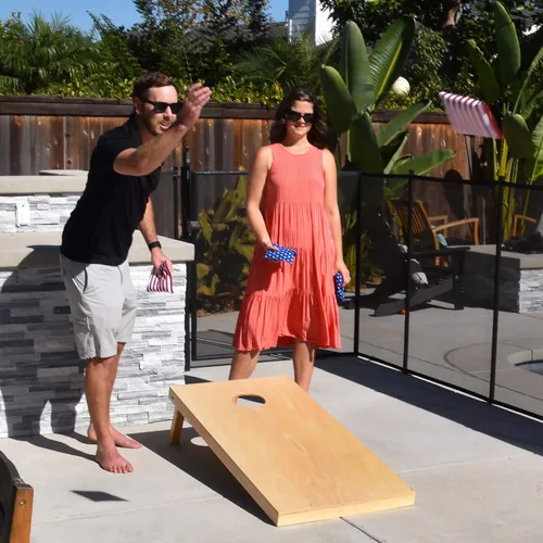 Vista 6 de GoSports 4 ft x 2 ft Regulation Size Wooden Cornhole Boards Set with Natural Wood Stain Finish - Includes Carrying Case