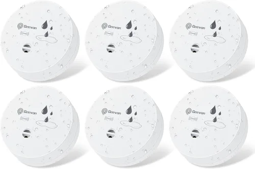 Vista 15 de Geevon Paquete de 2 Detectores de Fugas de Agua, Alarmas de Sensor de Agua de 100dB, Detector de Inundaciones para Sótanos, Baños, Cuartos