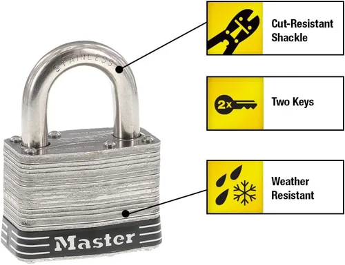 Vista 2 de Master Lock 5SSKAD - Candado de acero inoxidable para exteriores con llave, 1 paquete