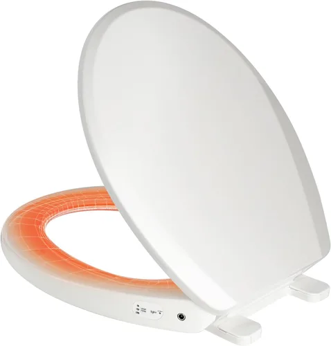 Vista 8 de Clirass Asiento de inodoro alargado con calefacción y luz nocturna, asiento calefactado con tres ajustes de temperatura, cable de alimentación de 70