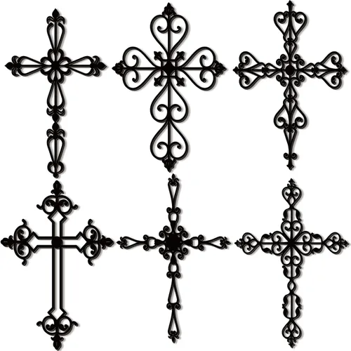 Soaoo Cruz de pared de madera para colgar en la pared, 6 unidades, cruz Negro