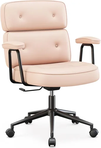 OLIXIS Silla ergonómica de escritorio para oficina en casa, silla de computadora de piel sintética con soporte lumbar, altura ajustable, giratoria,