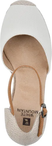 Vista 6 de WHITE MOUNTAIN Sandalia de cuña con correa de tobillo para mujer, Blanco