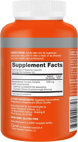Vista 2 de Qunol Suplemento de curcumina de cúrcuma, 1000 mg con absorción ultra alta, para apoyo articular, cápsulas extra fuertes, 240