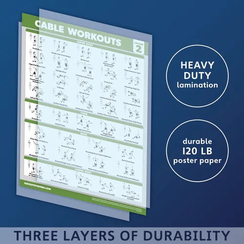 Vista 4 de Palace Learning Paquete de 4 pósteres de entrenamiento de máquina de cable volumen 1 y volumen 2 + ejercicios con mancuernas + ejercicios