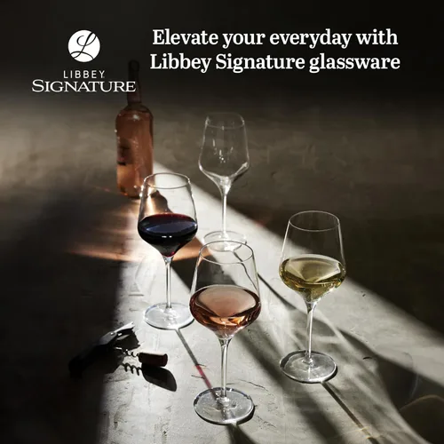 Vista 3 de Libbey Signature - Copas de vino multiusos, con tallo, modernas copas de vino rojo y blanco, juego de 4, elegante juego de regalo de copas de vino
