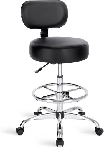 Vista 11 de SUPERJARE Silla de dibujo con respaldo, taburete con reposapiés ajustable, silla de escritorio de oficina multiusos, cojín de asiento grueso