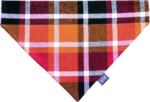 Plaid Flannel Over The Collar Dog Bandana Perfect for Thanksgiving and Christmas, Handmade Warm and Soft Slip On Pet Bandana for Fall and Winter